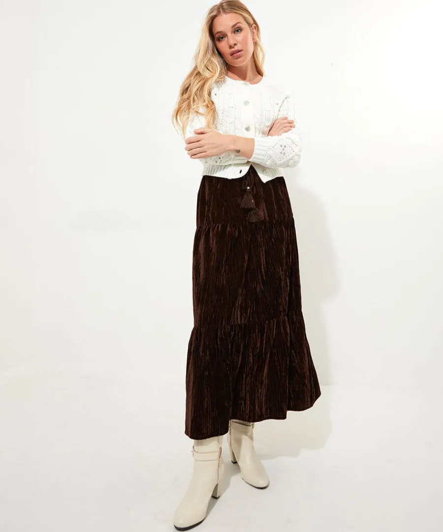 remarkable_velour_tiered__1.webp Flash Sale Joe Browns Remarkable Velour Tiered Skirt Purple