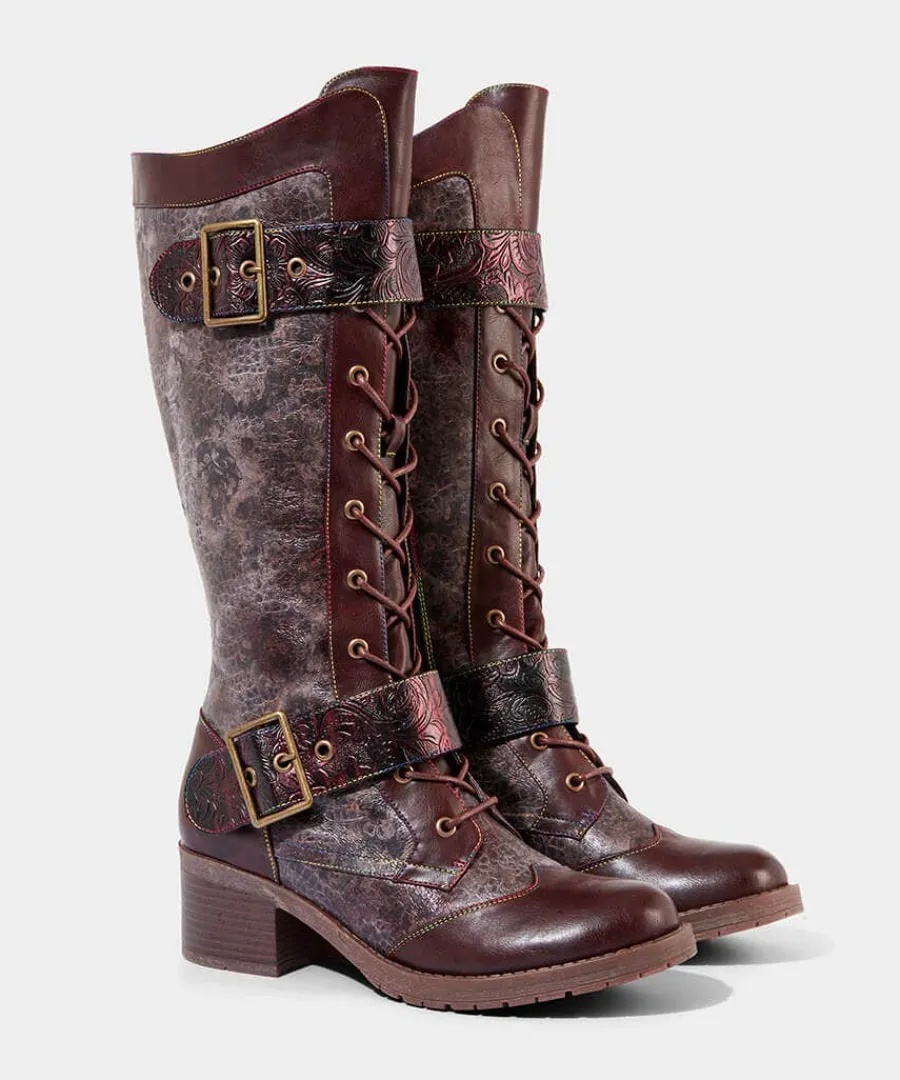 robyn_tooled_strap_boots_2.webp Outlet Joe Browns Robyn Tooled Strap Boots Tan Multi