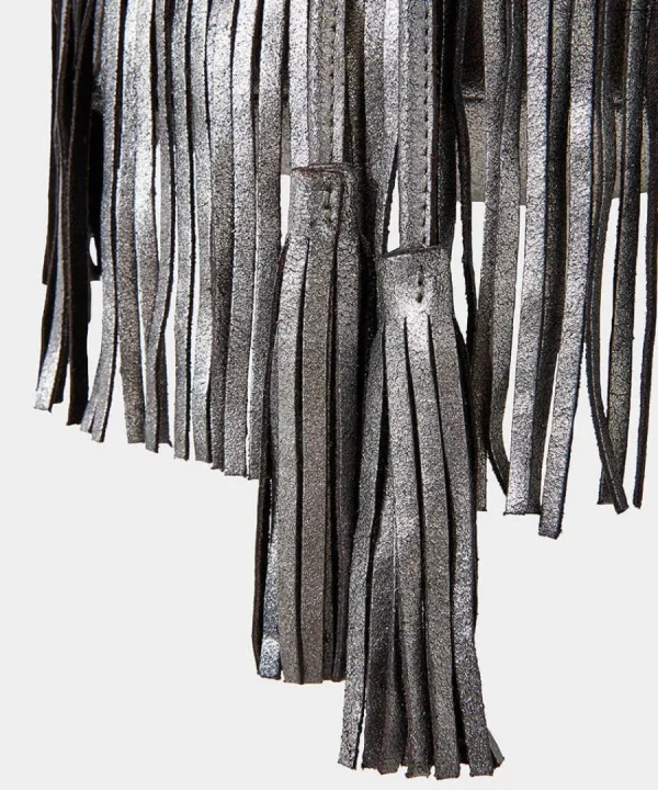 New Joe Browns Rock Chic Studded Tassel Bag Dark Silver