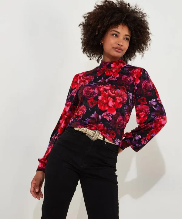 Clearance Joe Browns Romantic Florals Jersey Print Top Red