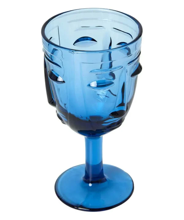 Shop Joe Browns Set Of 6 Deco Face Wine Glasses Blue