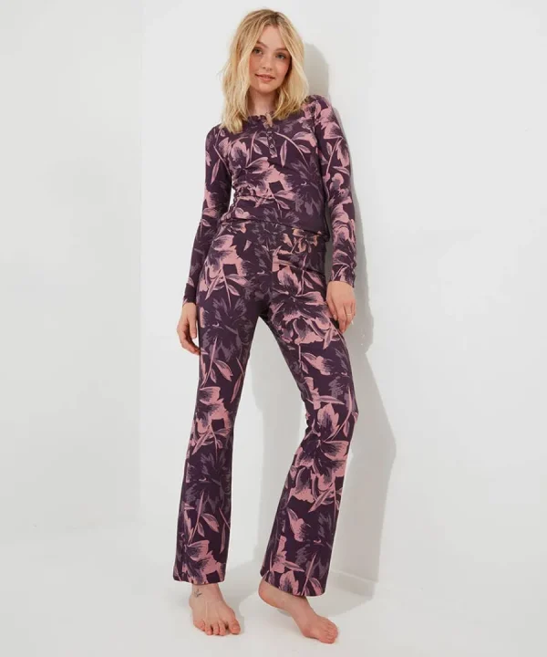 Hot Joe Browns Sloe Joes Floral Henley Purple
