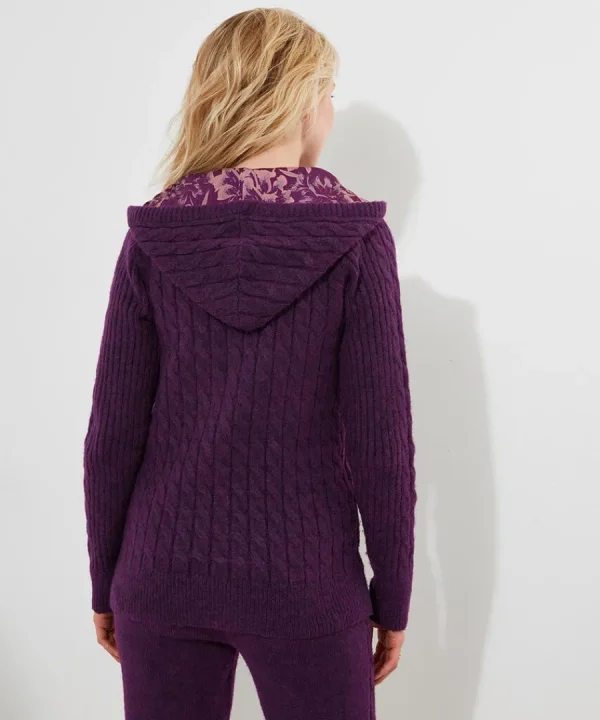 Online Joe Browns Sloe Joes Knitted Cable Zip Up Cardigan Purple