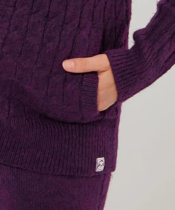 Online Joe Browns Sloe Joes Knitted Cable Zip Up Cardigan Purple