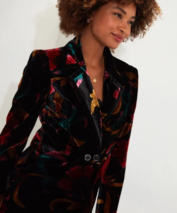 Cheap Joe Browns Statement Boutique Printed Velvet Coat Black