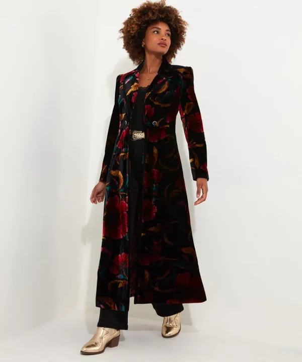 Cheap Joe Browns Statement Boutique Printed Velvet Coat Black