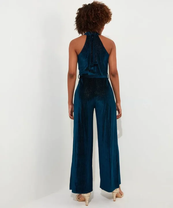 Fashion Joe Browns Statement Velour Jumpsuit Teal