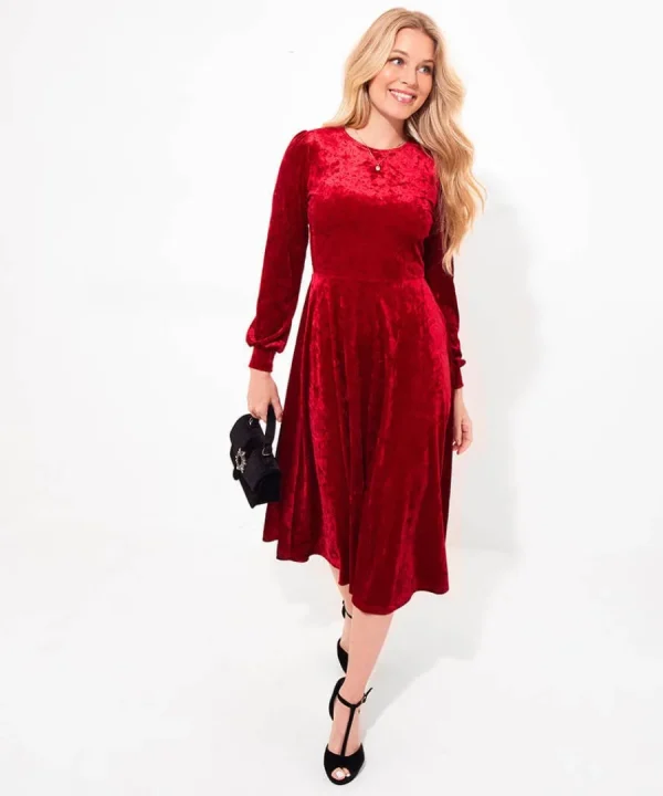 Cheap Joe Browns Stella Velour Dress Red