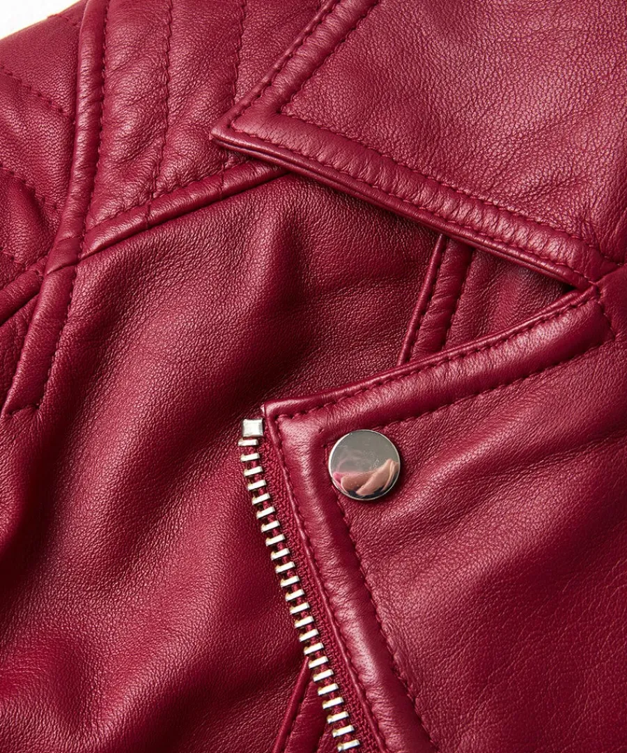 stitch_detail_leather_bik_6.webp Flash Sale Joe Browns Stitch Detail Leather Biker Jacket Raspberry