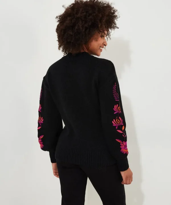 Cheap Joe Browns Stunning Florals Embroidered Jumper Black