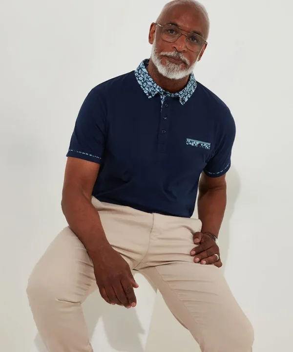 Hot Joe Browns Superb Smart Polo Shirt Blue / Brown