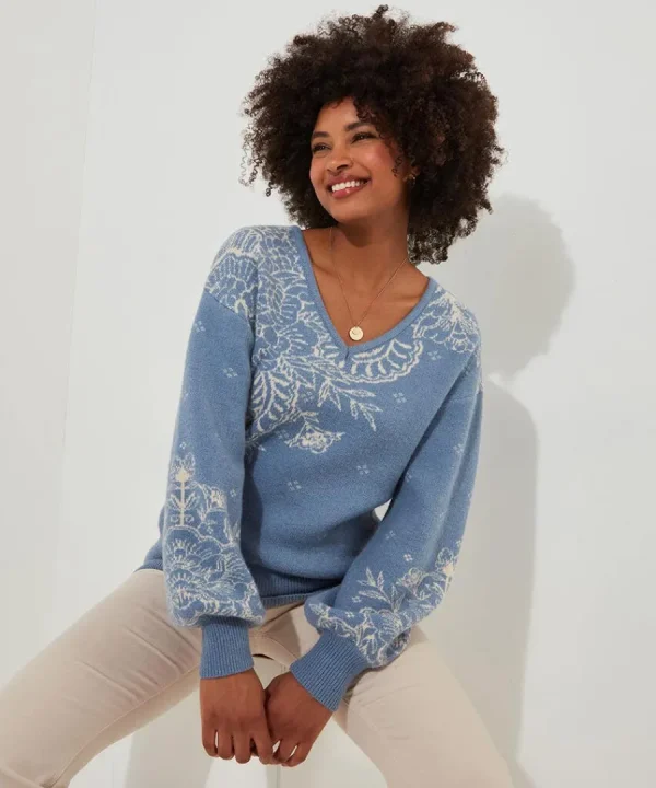 Fashion Joe Browns Tilly Paisley Jumper Blue