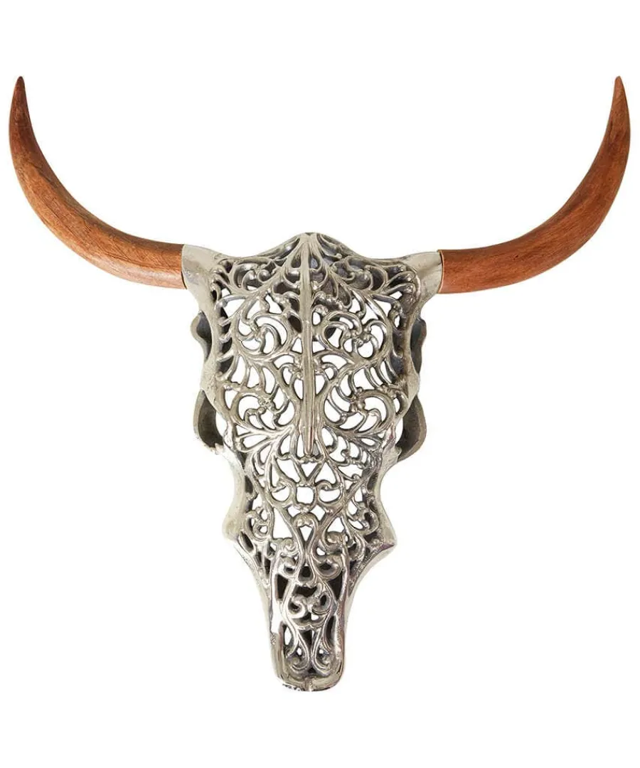 tribal_bison_head_wall_ar_0.webp Sale Joe Browns Tribal Bison Head Wall Art Silver