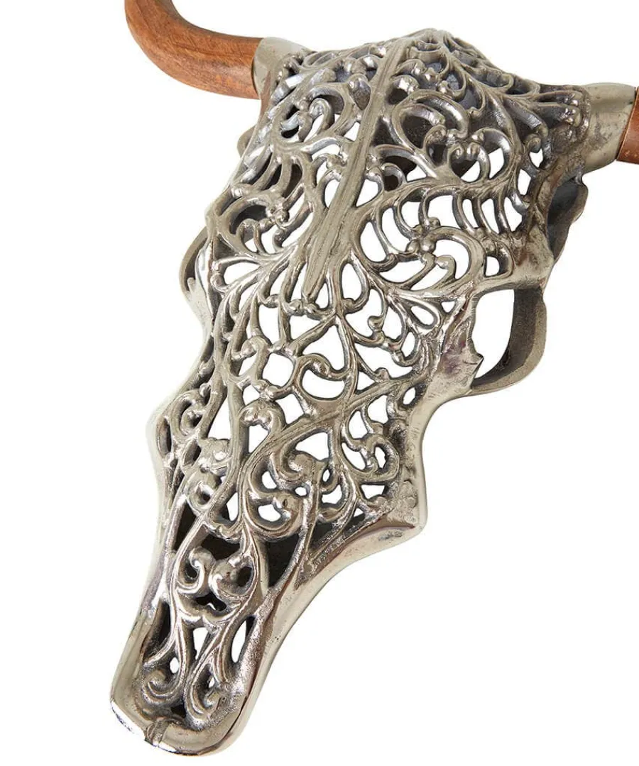 tribal_bison_head_wall_ar_1.webp Sale Joe Browns Tribal Bison Head Wall Art Silver