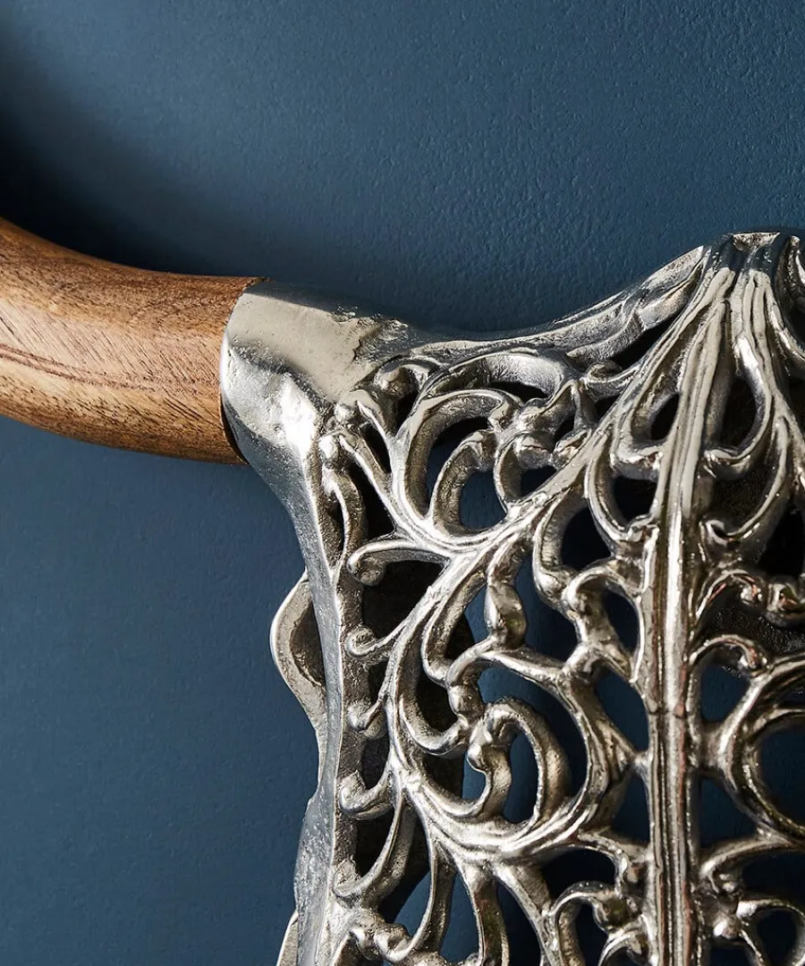 tribal_bison_head_wall_ar_2.webp Sale Joe Browns Tribal Bison Head Wall Art Silver