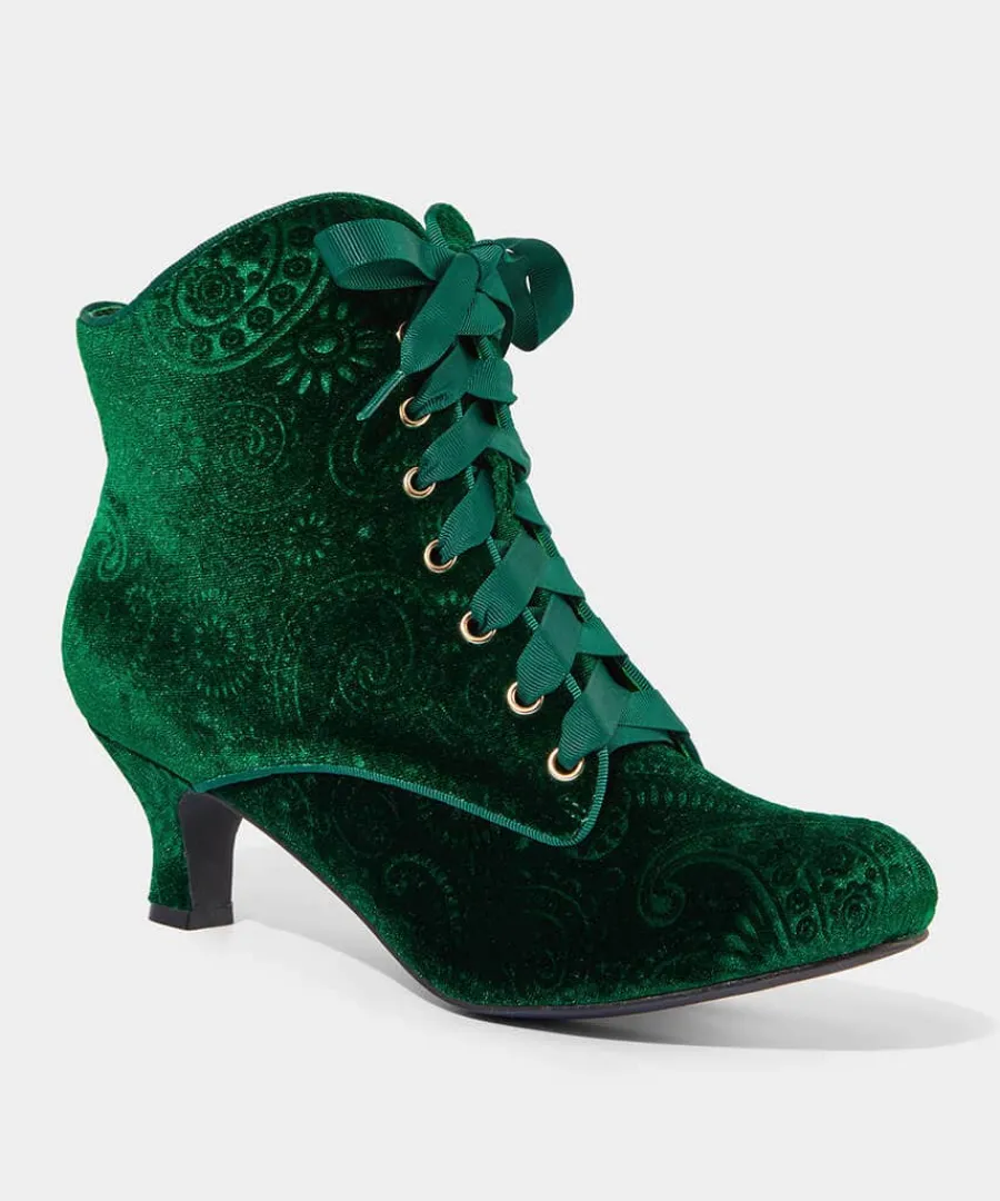 true_elegance_embossed_ve_1.webp Fashion Joe Browns True Elegance Embossed Velvet Boots Dark Green