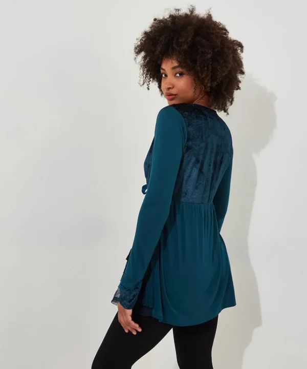 New Joe Browns Valerie Velour Cutabout Top Teal