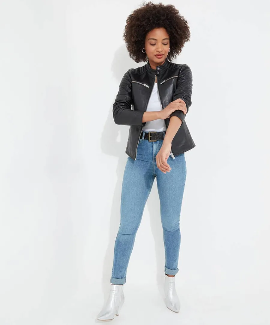 victoria_zip_up_leather_b_2.webp Flash Sale Joe Browns Victoria Zip Up Leather Biker Jacket Black