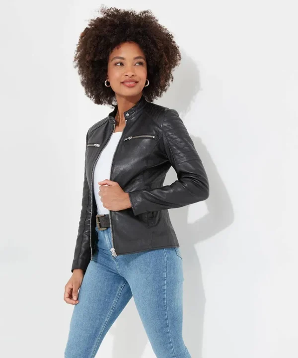Flash Sale Joe Browns Victoria Zip Up Leather Biker Jacket Black