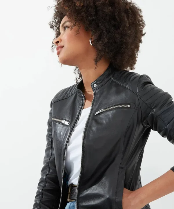 Flash Sale Joe Browns Victoria Zip Up Leather Biker Jacket Black