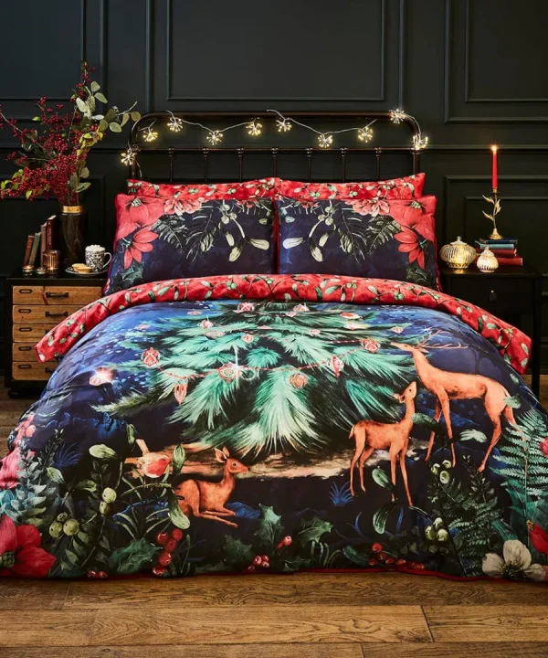 Store Joe Browns Wondrous Woodland Festive Reversible Duvet Set Blue