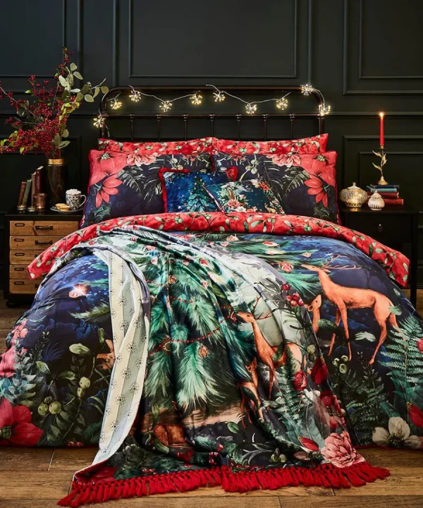 Store Joe Browns Wondrous Woodland Festive Reversible Duvet Set Blue