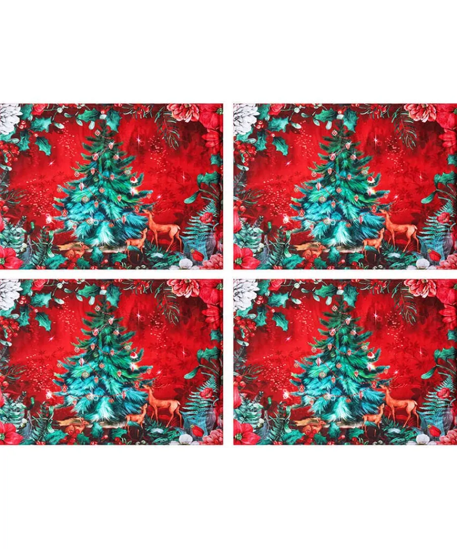 wondrous_woodland_pack_of_0-2.webp Hot Joe Browns Wondrous Woodland Pack Of 4 Christmas Placemats Red