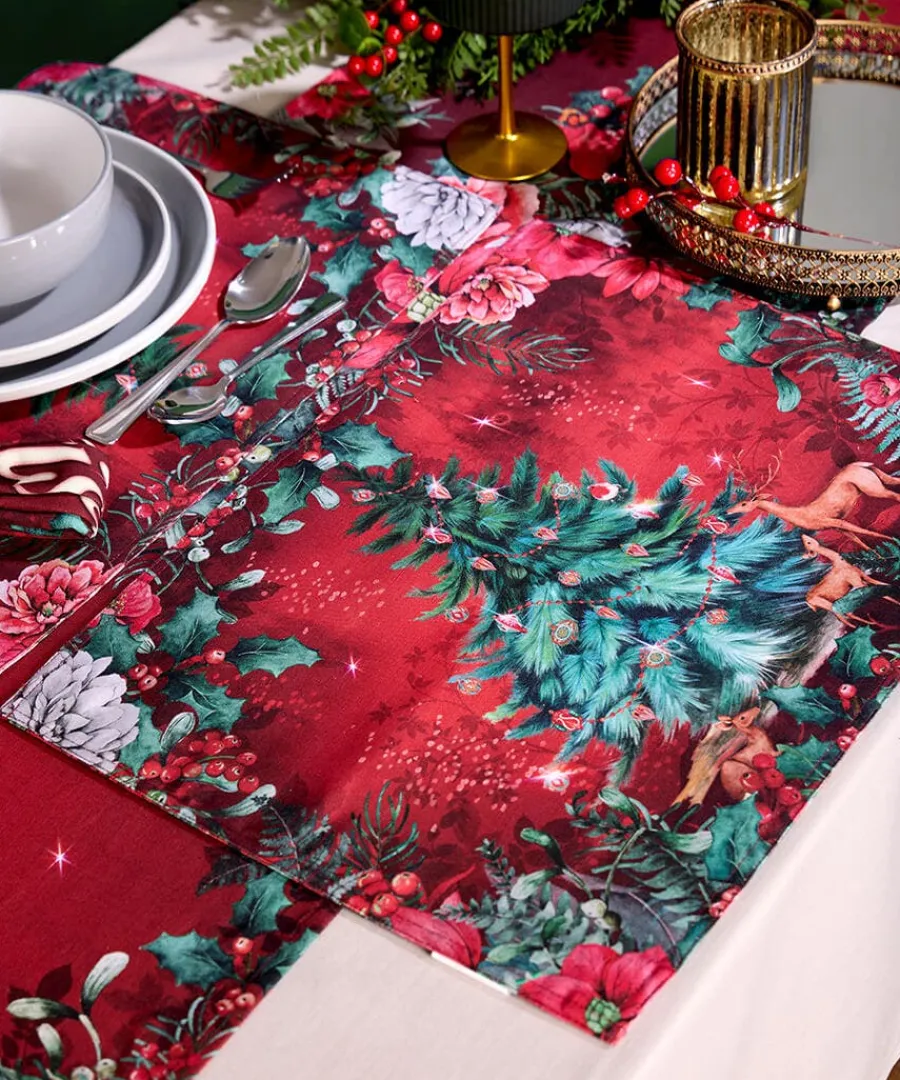wondrous_woodland_pack_of_1-2.webp Hot Joe Browns Wondrous Woodland Pack Of 4 Christmas Placemats Red