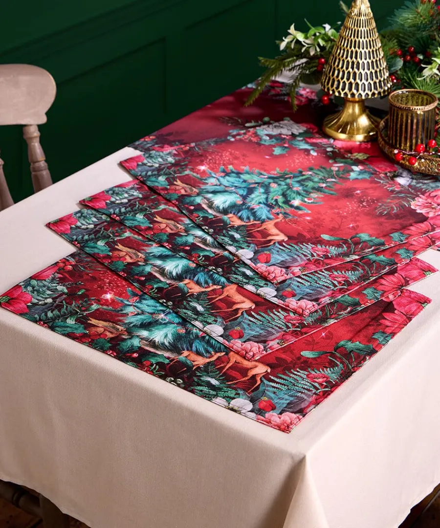 wondrous_woodland_pack_of_2-1.webp Hot Joe Browns Wondrous Woodland Pack Of 4 Christmas Placemats Red