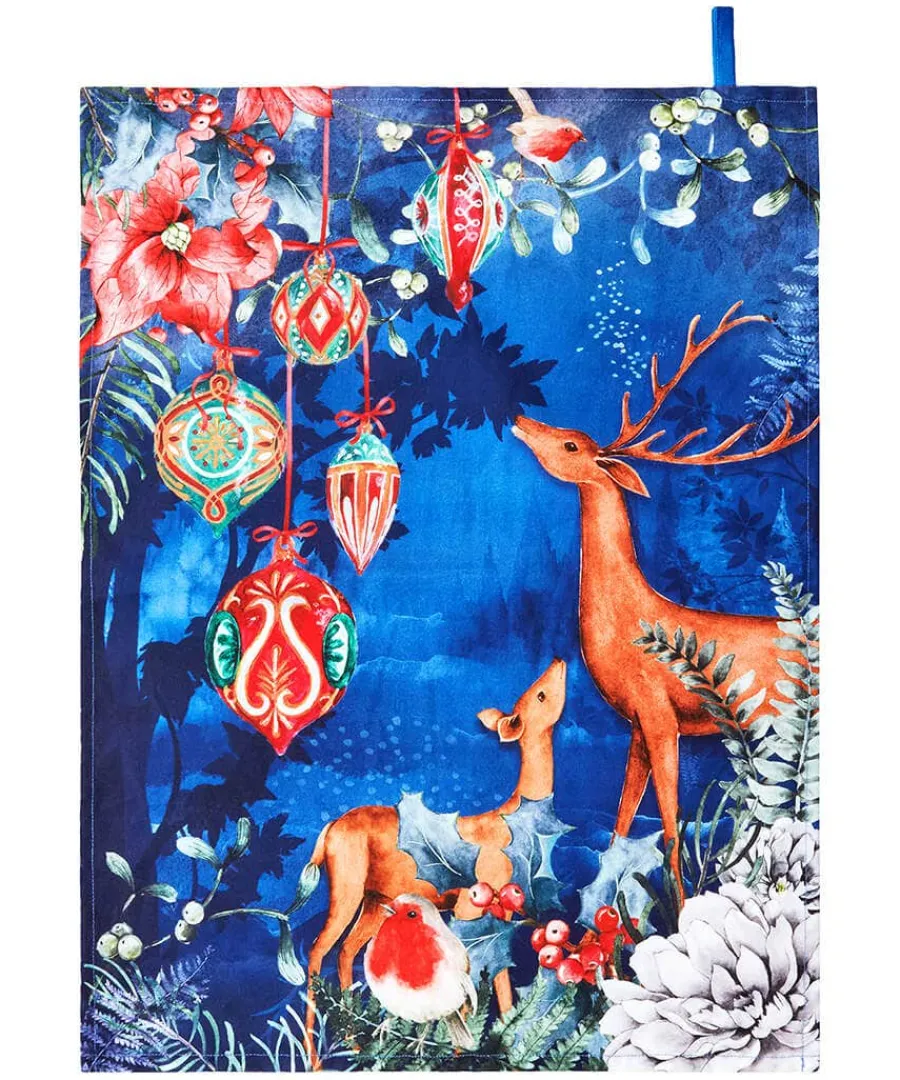wondrous_woodland_pack_of_3.webp Store Joe Browns Wondrous Woodland Pack Of 3 Christmas Tea Towels Blue