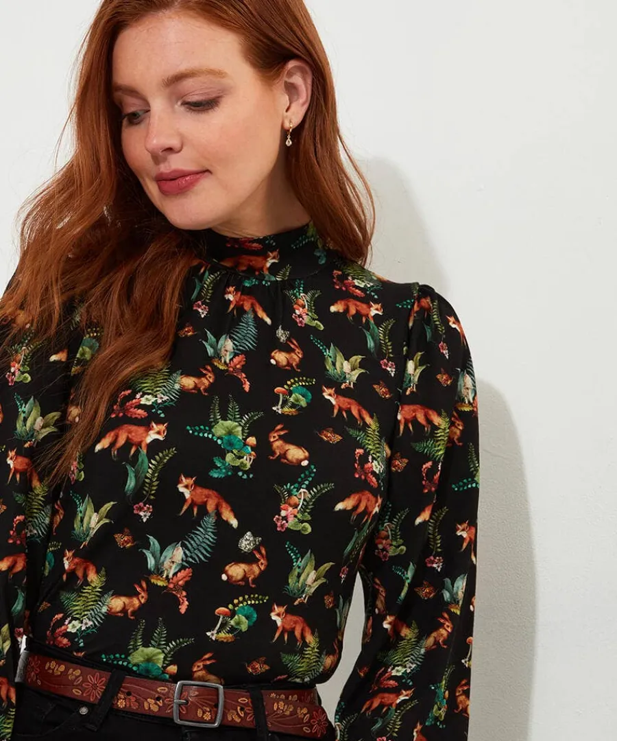 woodland_wonder_jersey_pr_2.webp Shop Joe Browns Woodland Wonder Jersey Print Top Black