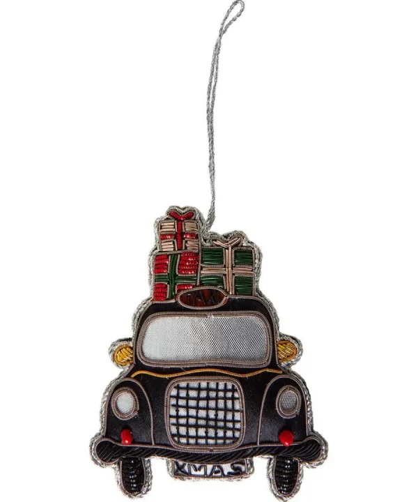Outlet Joe Browns Beautifully Embroidered Taxi Christmas Ornament Black