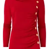 Best Sale Joe Browns Betsey Button Detail Jersey Top Berry
