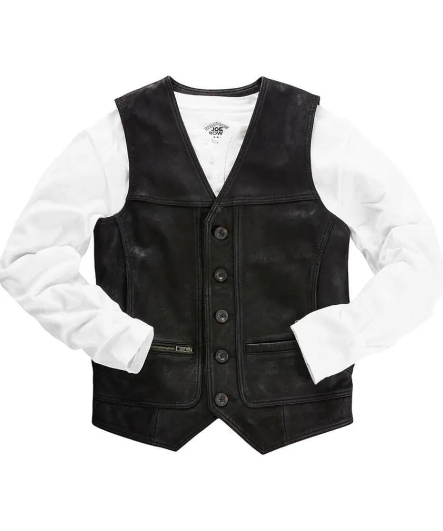 black_leather_waistcoat_0.webp Sale Joe Browns Leather Waistcoat Black