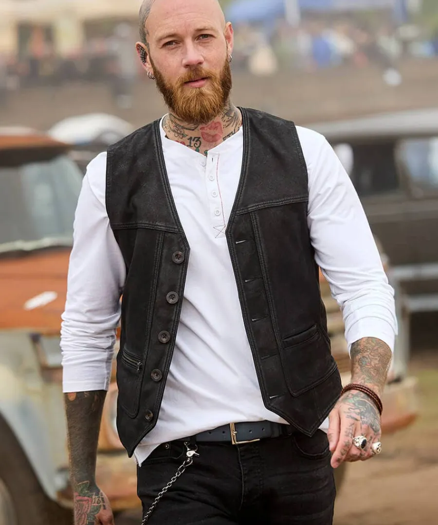 black_leather_waistcoat_1.webp Sale Joe Browns Leather Waistcoat Black