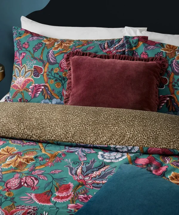 Discount Joe Browns Savanna Leopard Florals Cotton Slub Reversible Duvet Set Blue
