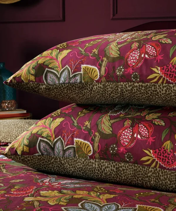 Cheap Joe Browns Savanna Leopard Florals Cotton Slub Reversible Duvet Set Cerise
