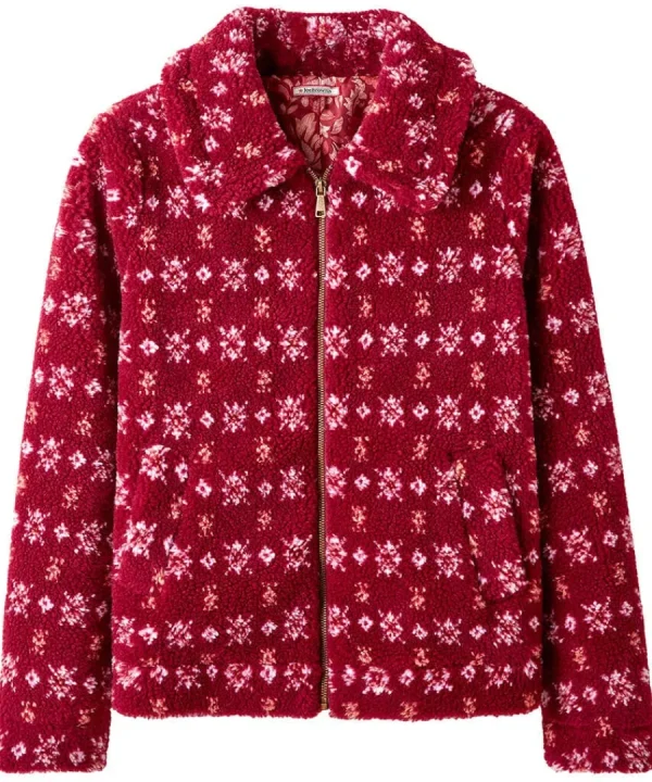 Fashion Joe Browns Cosy Cabin Patterned Fleece Jacket Red