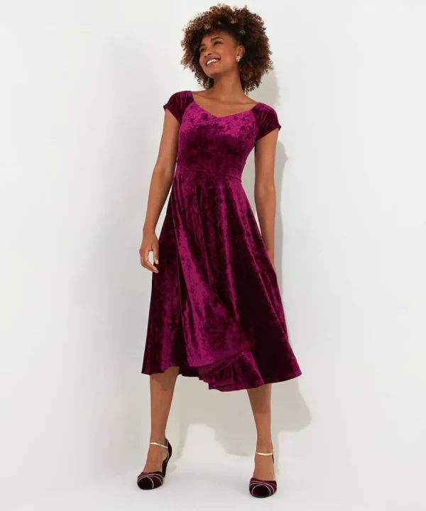 Fashion Joe Browns Ellie Vintage Velour Dress Berry