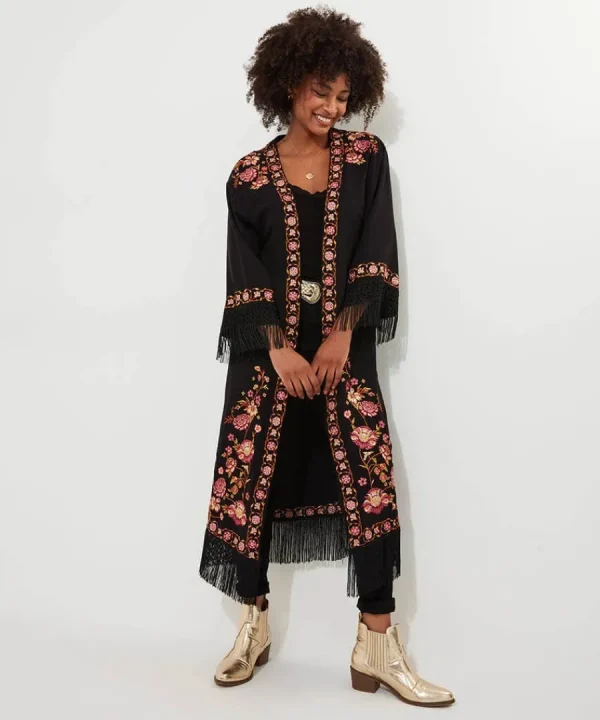 Cheap Joe Browns Exquisite Embroidered Kimono Black