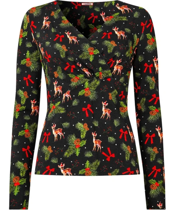 Cheap Joe Browns Feeling Festive Jersey Wrap Top Black