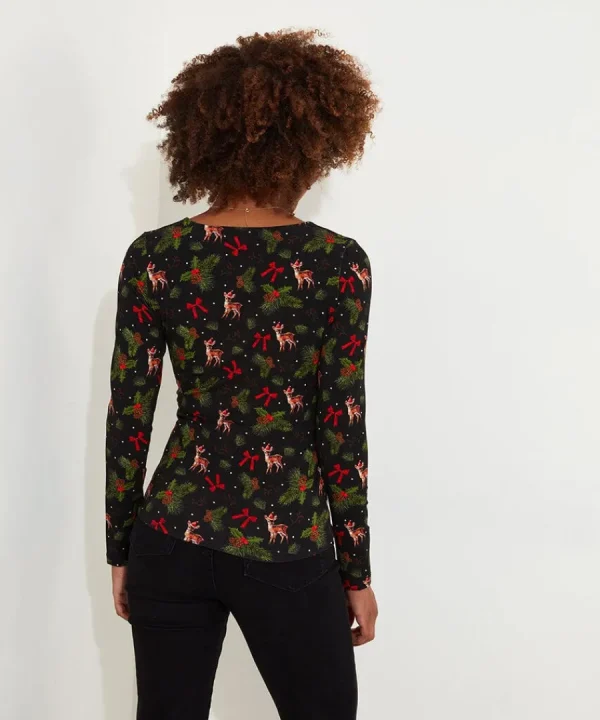 Cheap Joe Browns Feeling Festive Jersey Wrap Top Black