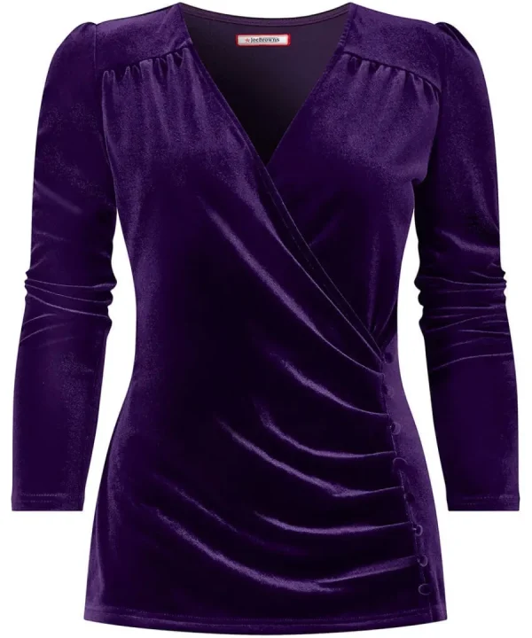 Sale Joe Browns Glamorous Velour Wrap Top Purple / Teal