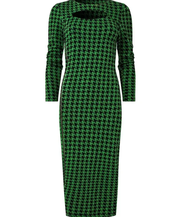 Hot Joe Browns Greta Zip Through Stretch Jacquard Dress Green