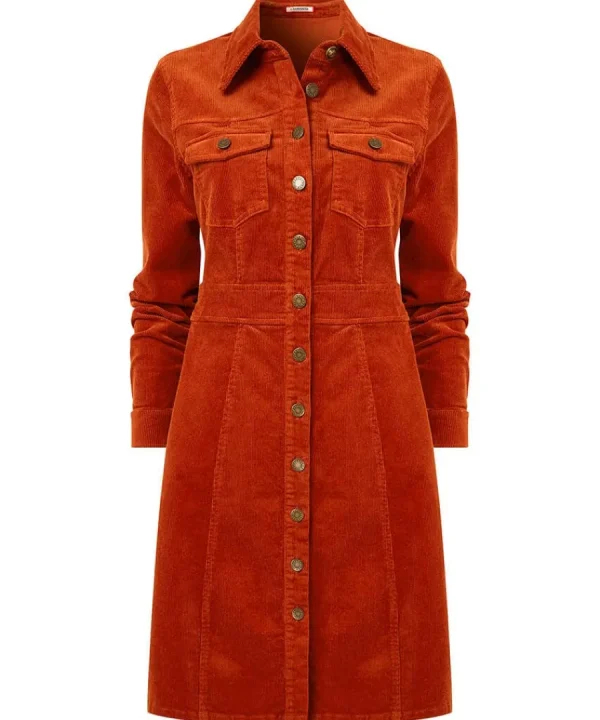 Online Joe Browns Josie Cord Button Through Dress Orange