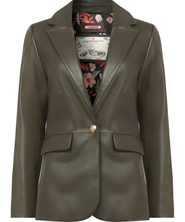Cheap Joe Browns Lavish Leather Blazer Olive Green