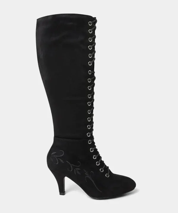 Cheap Joe Browns Layla Lace Up Embroidered Boots Black
