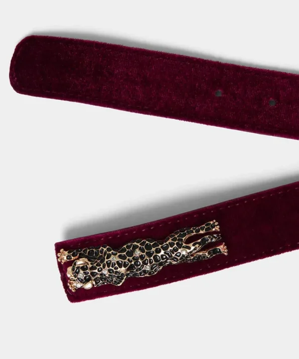 Best Sale Joe Browns Leopard Trim Deco Velvet Belt Dark Red
