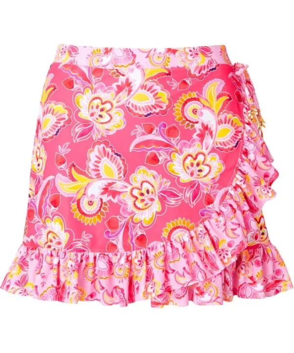Hot Joe Browns Malibu Beach Swim Skirt Pink Multi
