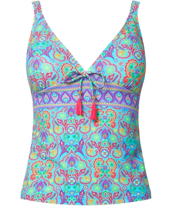 Hot Joe Browns Paradise Cove Tankini Top Blue Multi